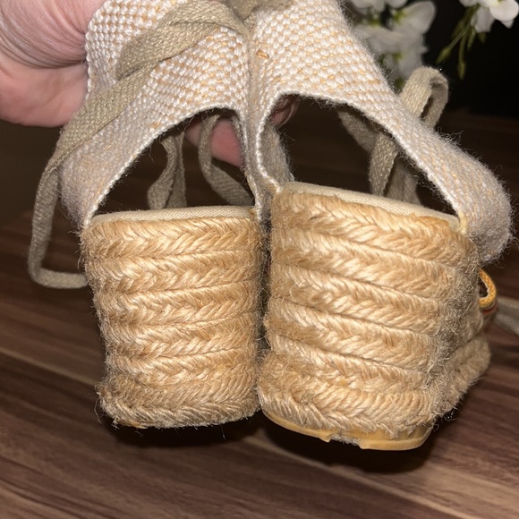 Lord and Taylor striped espadrilles with ties around ankle. - Picture 11 of 16